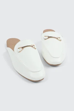 Round Toe Mules with Metal Ornament