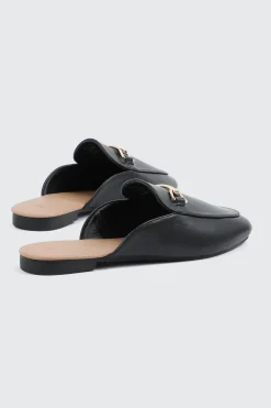 Round Toe Mules with Metal Ornament