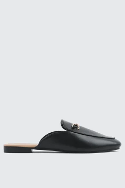 Round Toe Mules with Metal Ornament