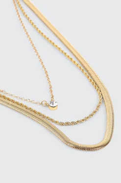 3-Row Assorted Chain Necklace