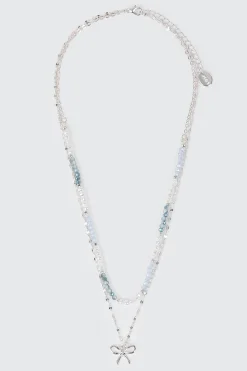 2-Row Bow Beaded Necklace