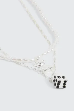 2-Row Dice & Bear Necklace