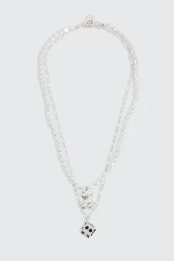 2-Row Dice & Bear Necklace