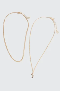 2-Row Moon Pendant Necklace