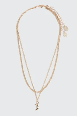 2-Row Moon Pendant Necklace