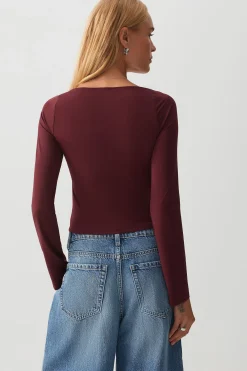 Ruched Bust Long Sleeve Top