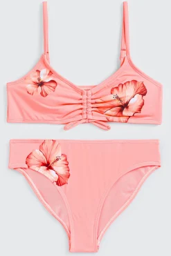 Ruched Floral Bikini Top
