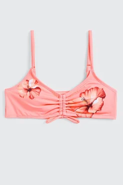 Ruched Floral Bikini Top