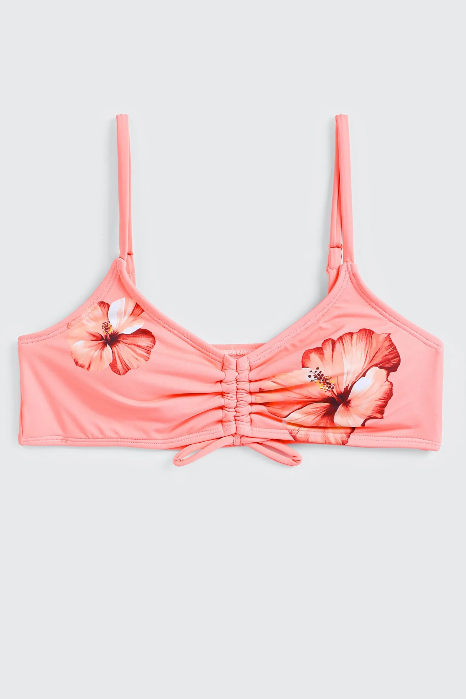 Ruched Floral Bikini Top