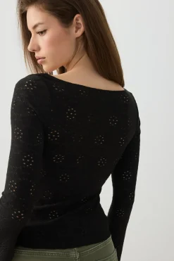Ruched Front Eyelet Top