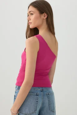 Ruched One Shoulder Tank Top
