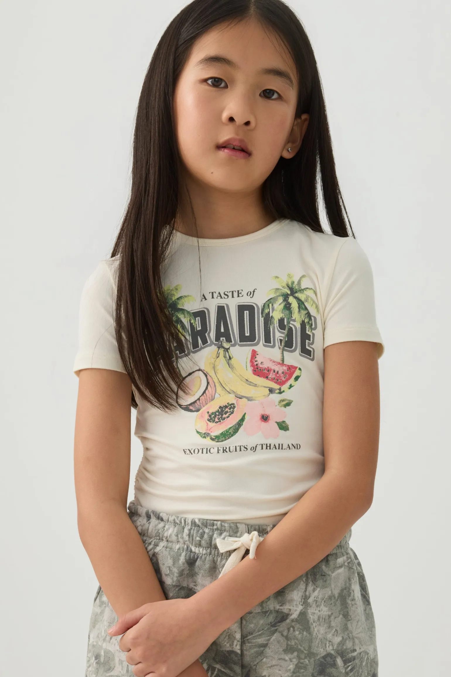Ruched Side Printed T-Shirt