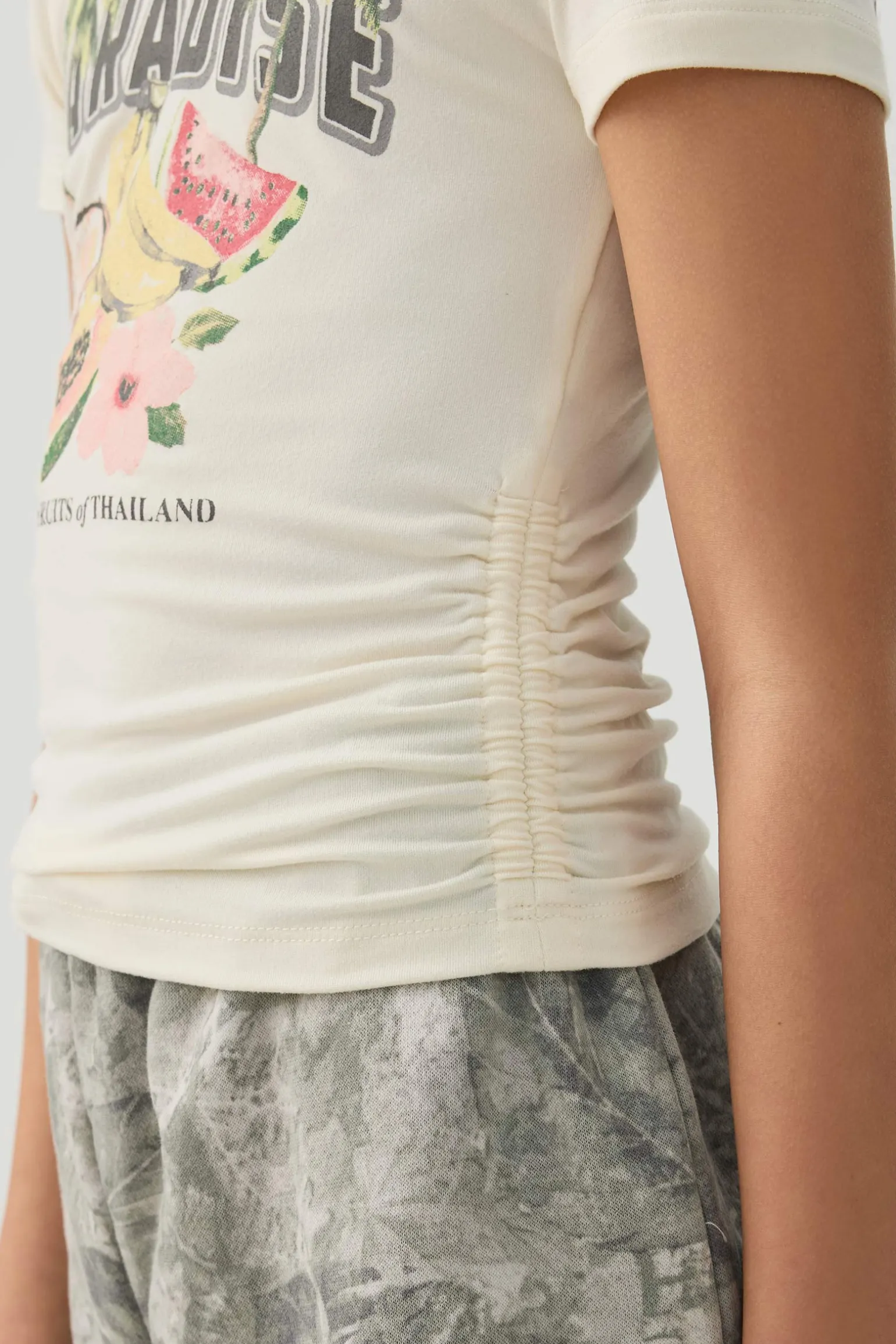 Ruched Side Printed T-Shirt