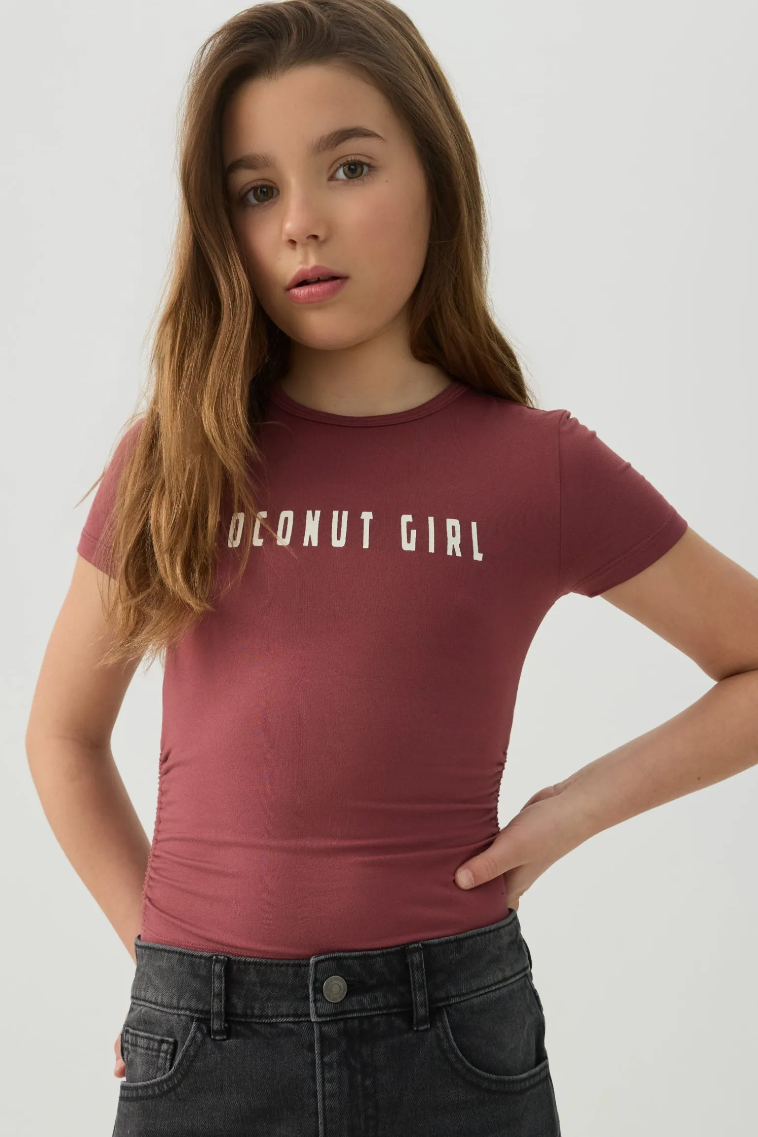 Ruched Side Printed T-Shirt