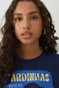 Sardine Print Drop Shoulder T-Shirt