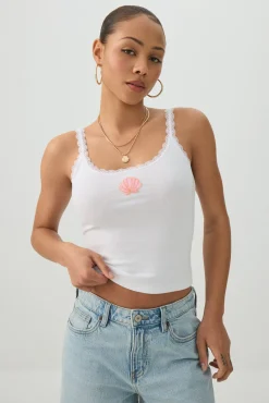 Scoop Neck Lace Trim Tank