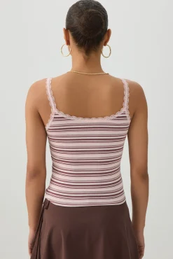 Scoop Neck Lace Trim Tank