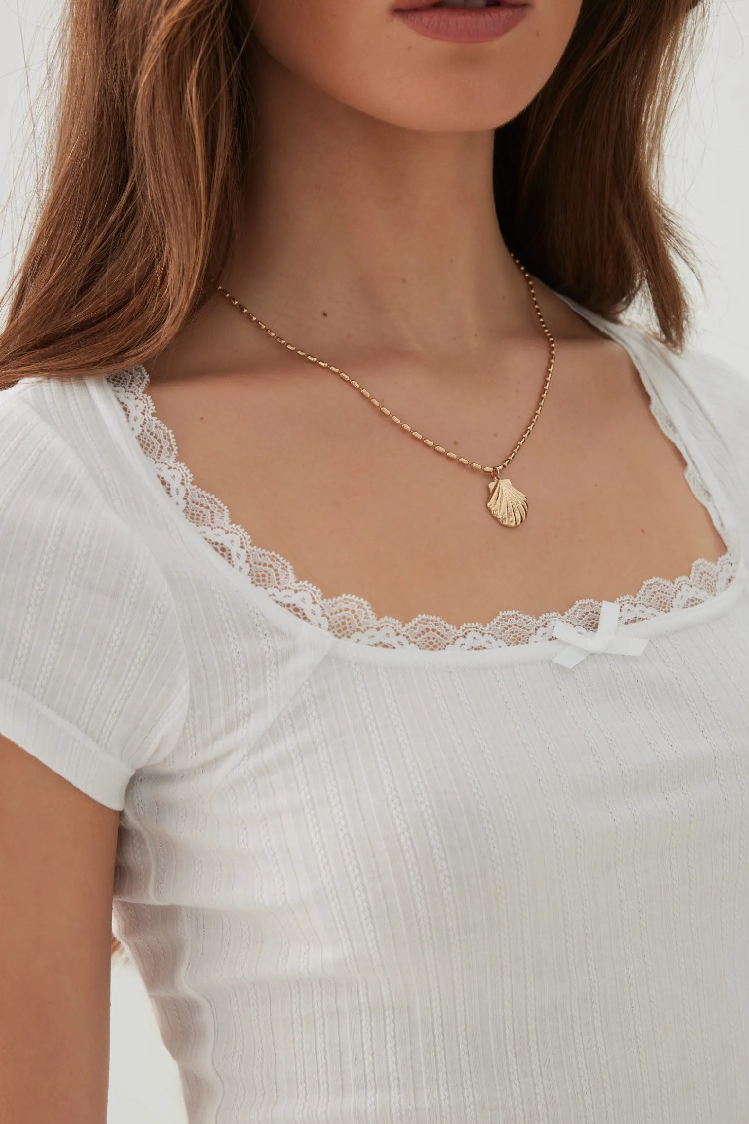 Scoop Neck T-Shirt with Lace Trim