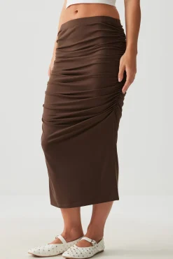 Sculpting Ruched Midi Skirt