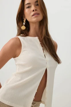 Seersucker Buttoned Vest