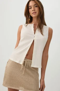 Seersucker Buttoned Vest