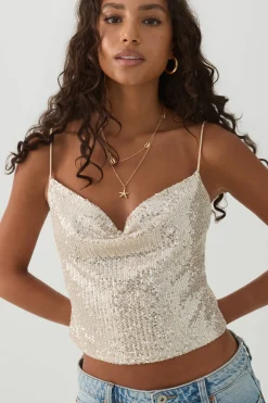 Sequin Cropped Tank Top