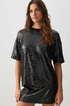 Sequin Short Sleeve Top
