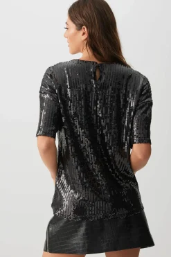 Sequin Short Sleeve Top