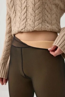 Sheer Effect Fleece Lined Leggings