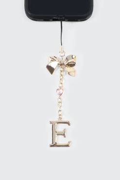 Shiny Letter E Phone Charm with Bow