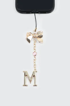Shiny Letter M Phone Charm with Bow