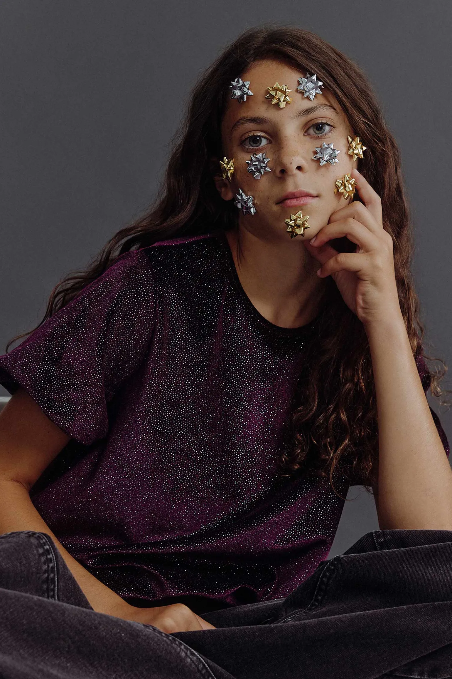 Shiny Velvet Puff Sleeve Top