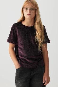Shiny Velvet Puff Sleeve Top