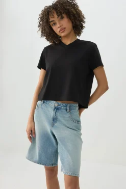 Short Length V-Neck Short Sleeve T-Shirt