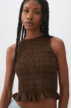 Smocked Crop Tank Top