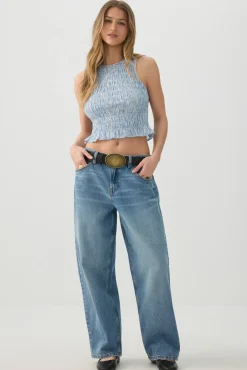 Smocked Crop Tank Top