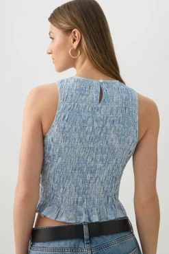 Smocked Crop Tank Top
