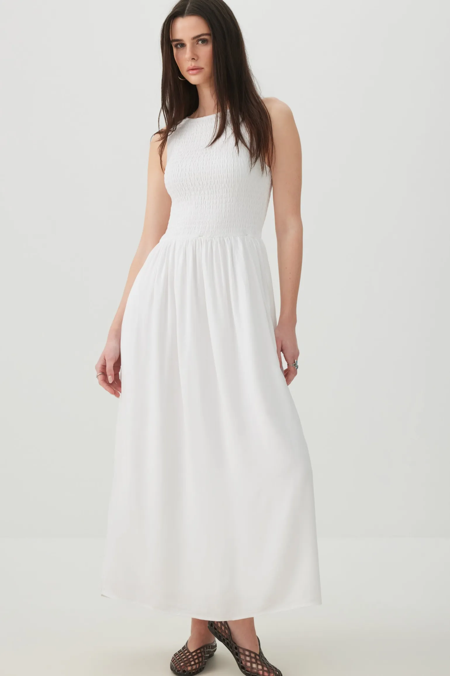 Smocked Halter Midi Dress