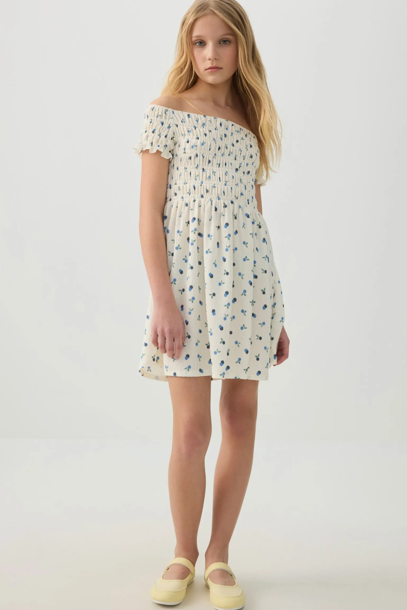 Smocked Off Shoulder Dress
