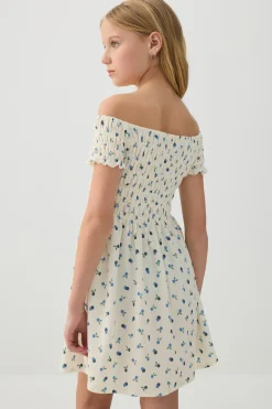 Smocked Off Shoulder Dress