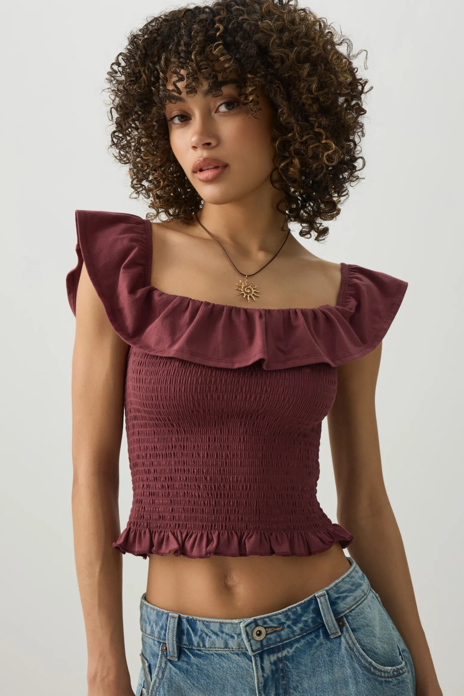 Smocked Off-Shoulder Top