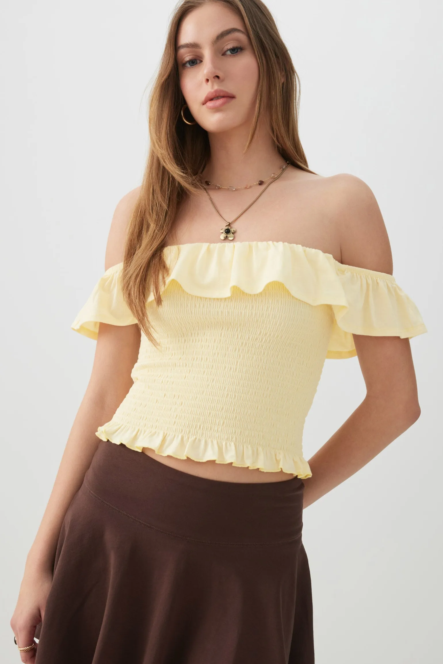 Smocked Off Shoulder Top