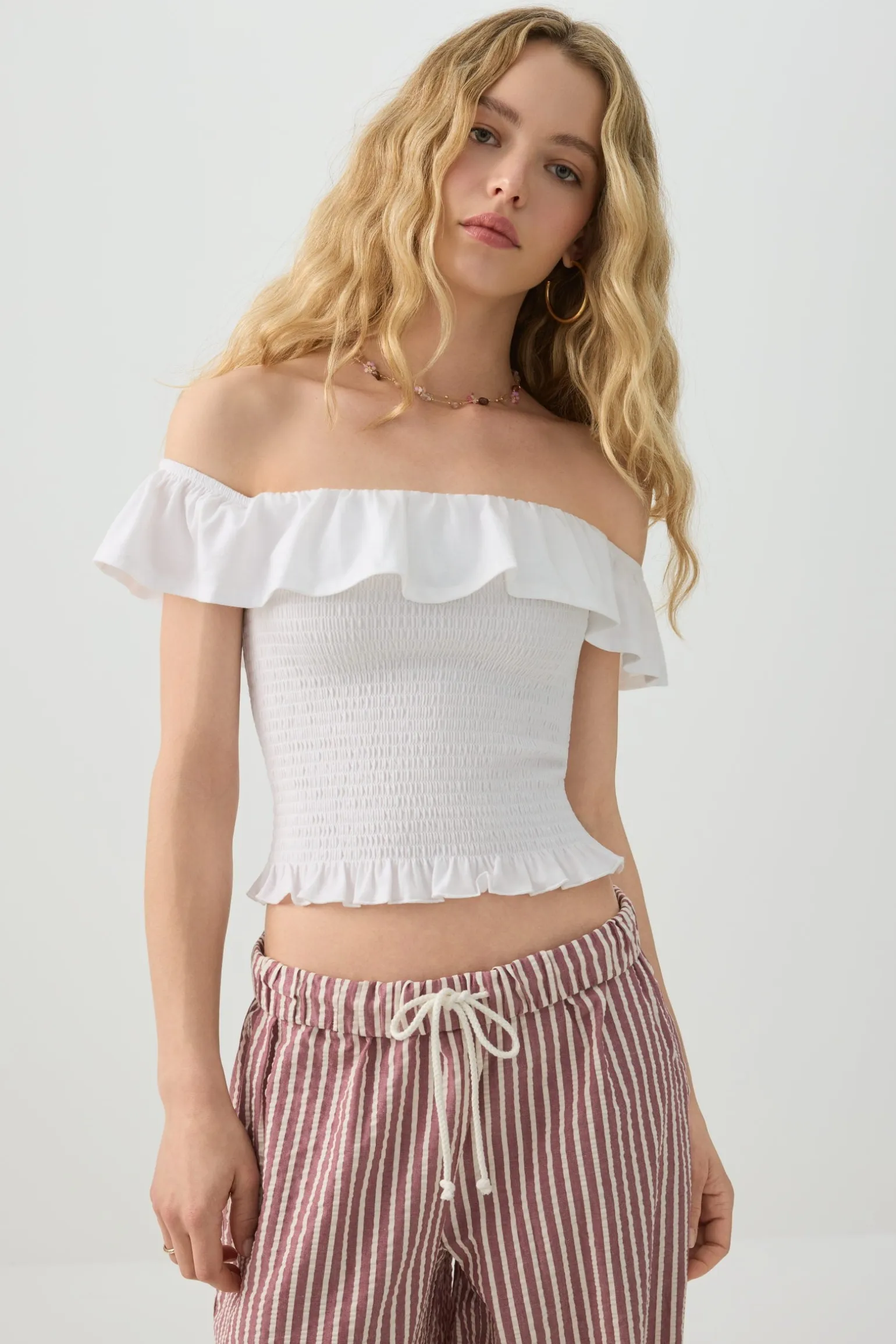 Smocked Off-Shoulder Top