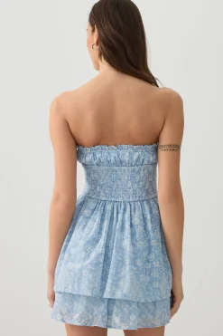 Smocked Strapless Mini Dress