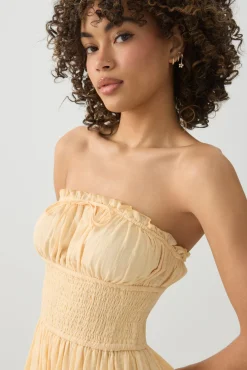 Smocked Strapless Mini Dress