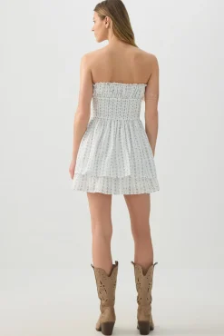 Smocked Strapless Mini Dress