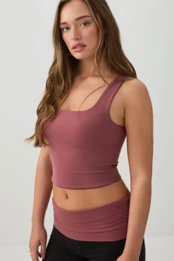 Soft Cropped Double Layer Tank Top