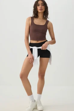 Soft Cropped Double Layer Tank Top