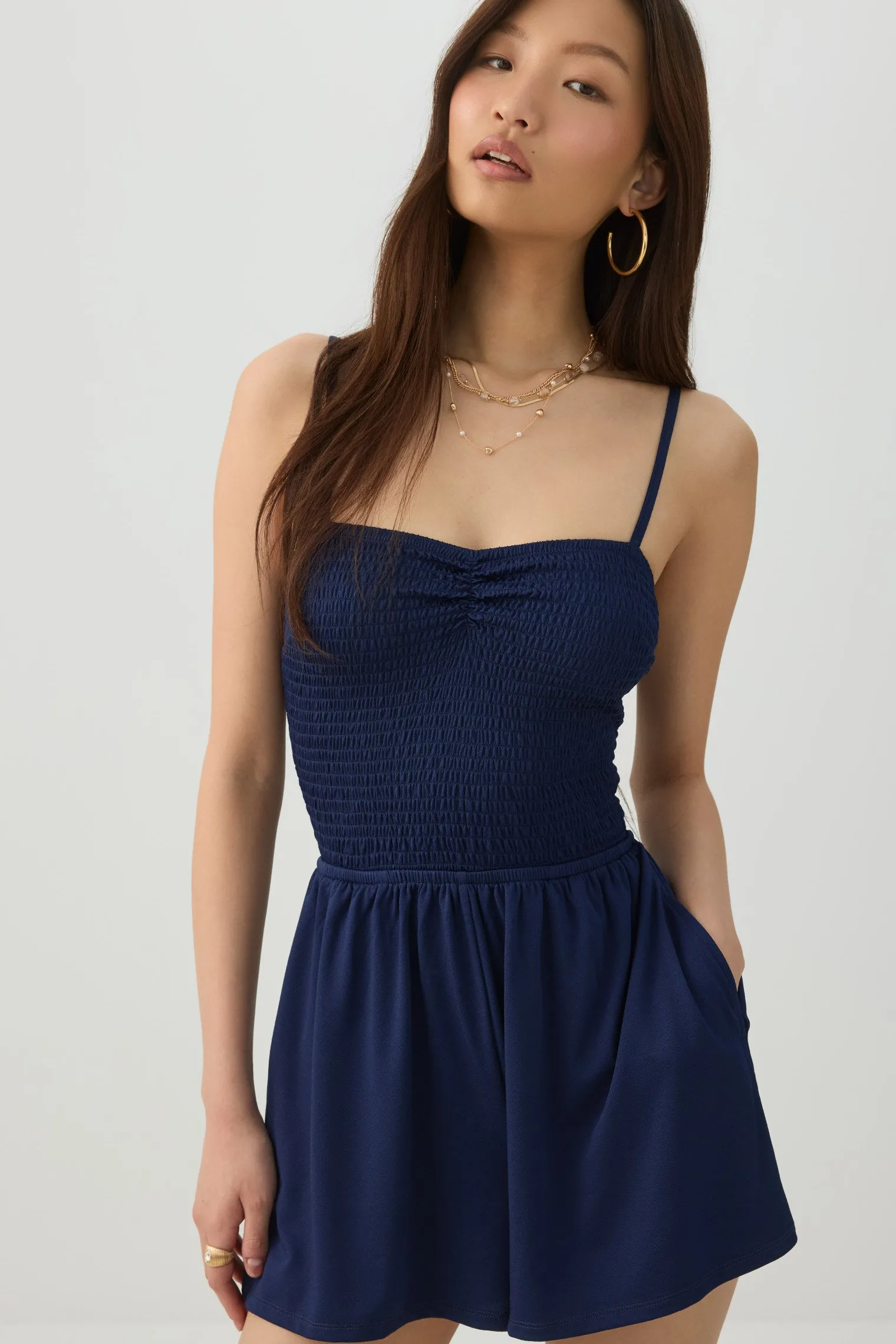 Solid Smocked Romper