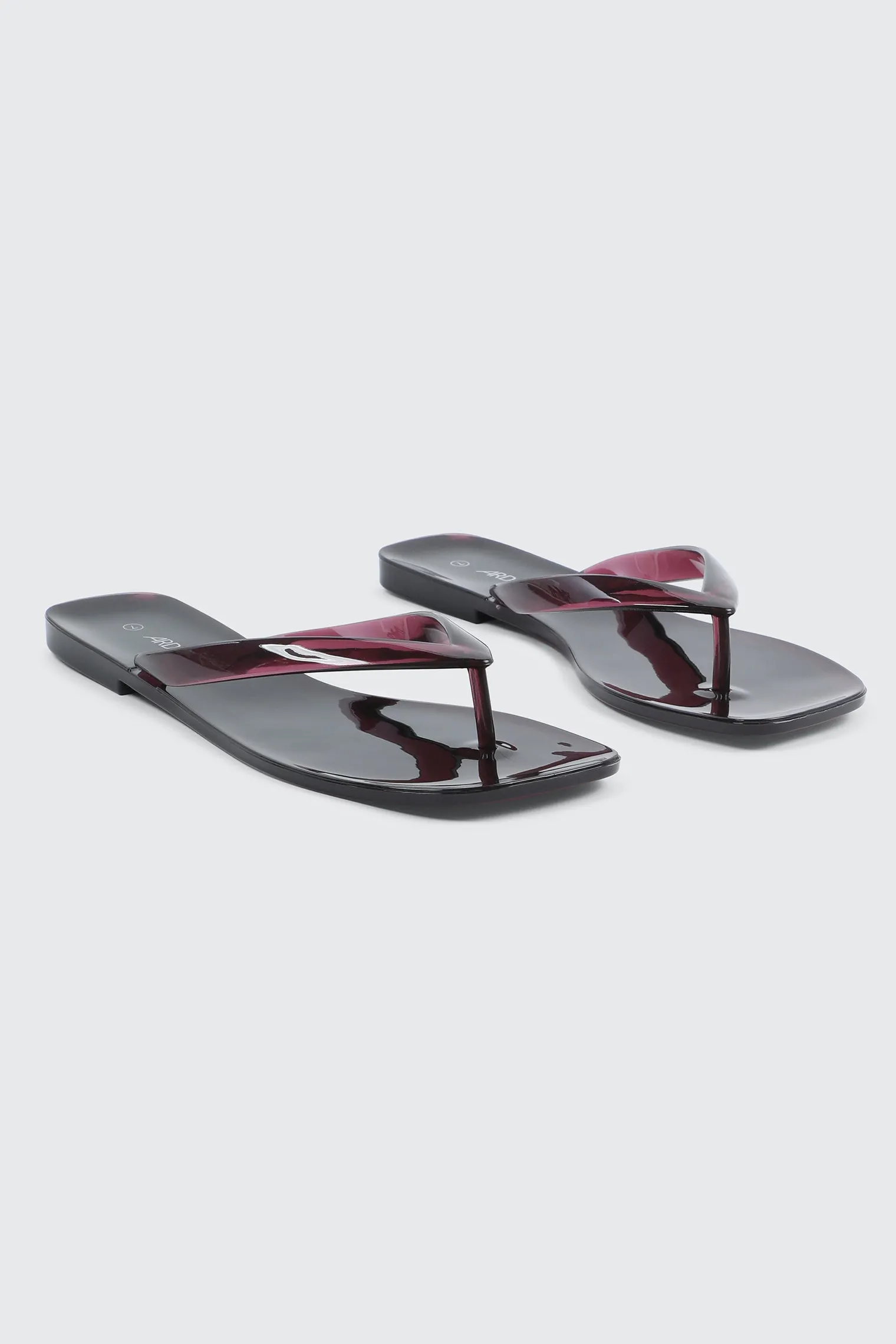 Square Toe Jelly Flip Flops